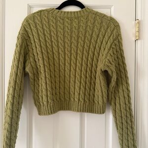 Zara Sage Green Cable Knit Sweater